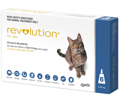 Revolution 貓用 6支裝(平行進口貨品) * 需要從獸醫的處方*  ((若想購買，請聯絡我們))