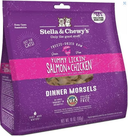 Stella & Chewy’s 美國貓糧 – 凍乾脫水肉粒 – 舔舌之選(三文魚雞肉)配方 18oz